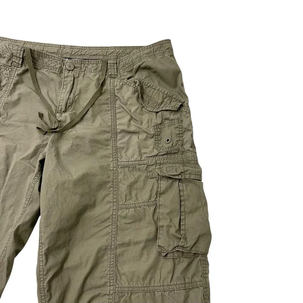 NORMA KAMALI Cropped Cargo Pants Pockets Utility Y2K Army Green size 18 - Picture 4 of 9